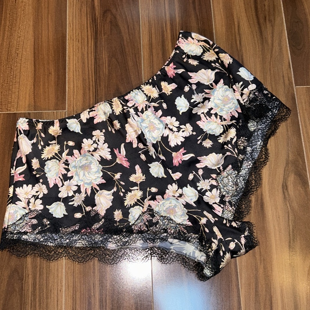 Small Victoria’s Secret lace trim silky pajama shorts
